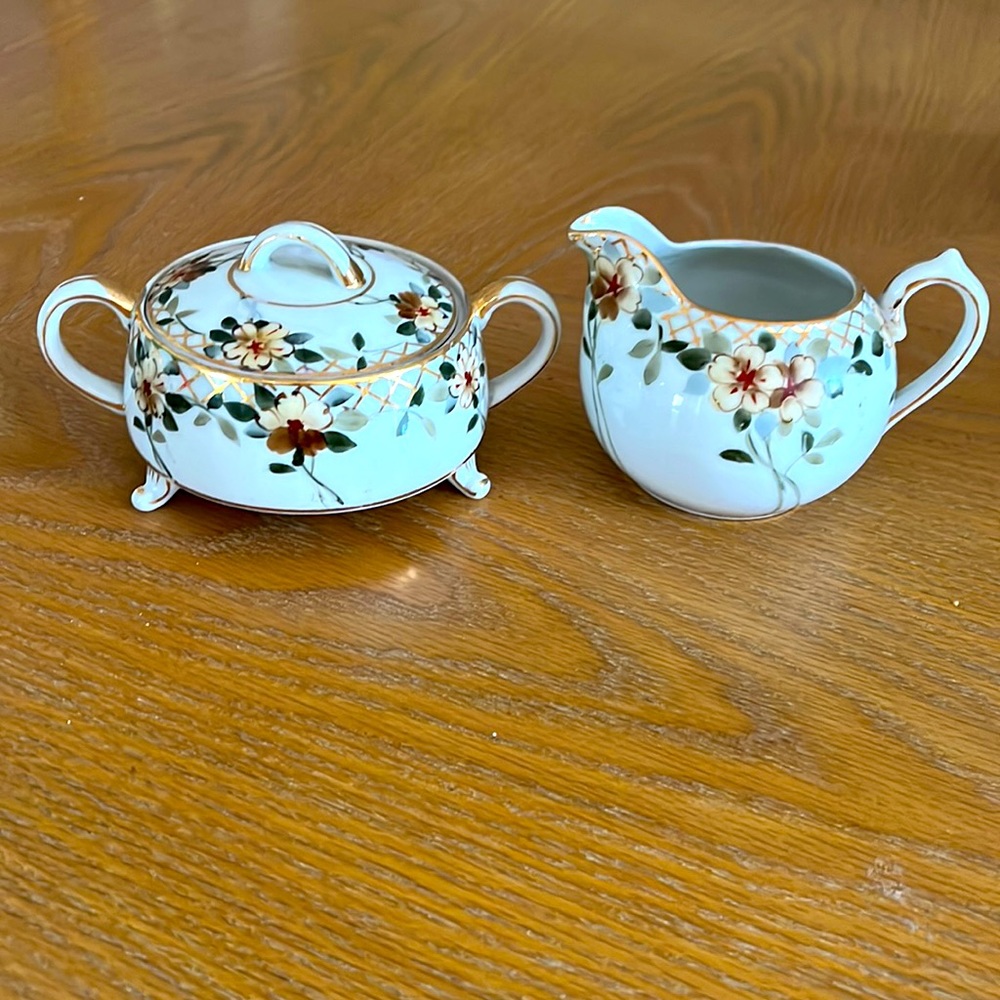 VINTAGE NIPPON SUGAR BOWL & CREAMER